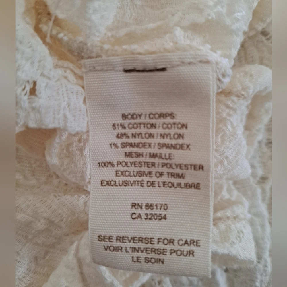 Free People Cream and Tan Top with Lace Detail